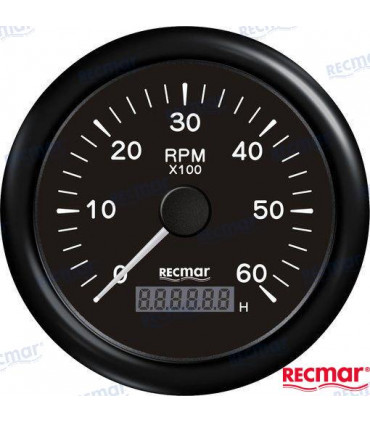 TACHOMETER 1.0/10.0 - 0/6000 RPM BLACK
