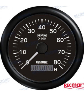 TACHOMETER 1.0/10.0 - 0/8000 RPM BLACK