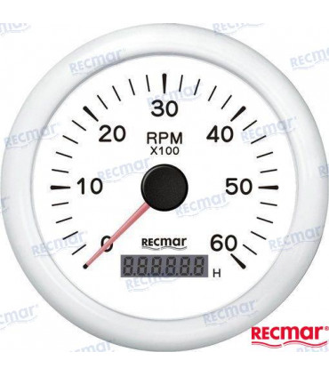 TACHOMETER 1.0/10.0 - 0/6000 RPM WHITE