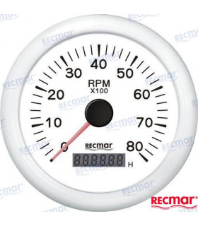 TACHOMETER 1.0/10.0 - 0/8000 RPM WHITE