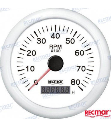 TACHOMETER 1.0/10.0 - 0/8000 RPM WHITE