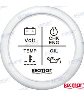 4 LED ALARM GAUGE 12V/24V WHITE