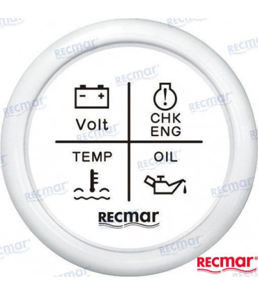 4 LED ALARM GAUGE 12V/24V WHITE
