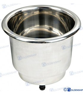 GLASS & CAN HOLDER SS w/DRAIN HOLE