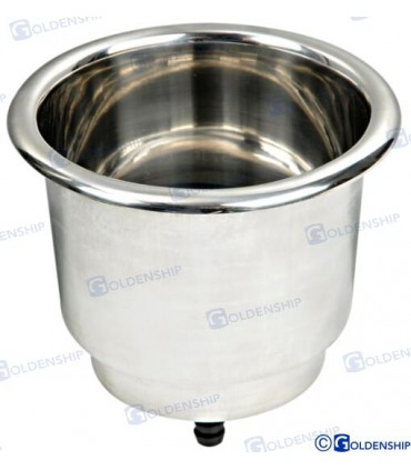 GLASS & CAN HOLDER SS w/DRAIN HOLE
