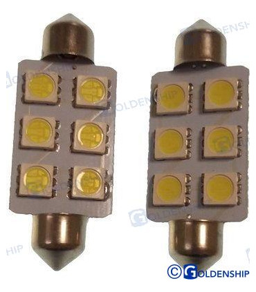 BULB FESTOON 6LED 1,3W 10/30V (2) ice Wh