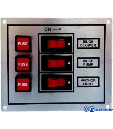 SWITCH PANEL 3-GANG 12V SILVER PLATE