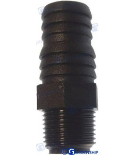 POLYPROPYLENE MALE HOSE CONNECTOR 3/8-15