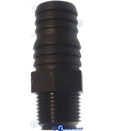 POLYPROPYLENE MALE HOSE CONNECTOR 3/8-15