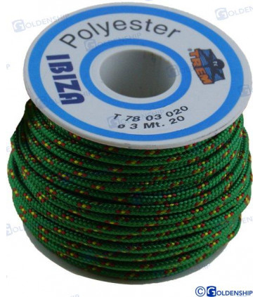 POLYESTER BRAIDED ROPE 3MM.GREEN IBIZA
