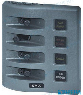PANEL WD 12VDC FUSED 4 POS GRAY